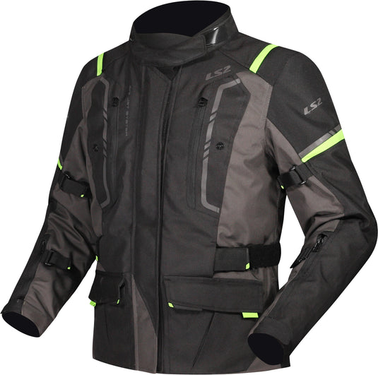 Ls2 jas narvik jacket narvik ladies black grey neon yellow s