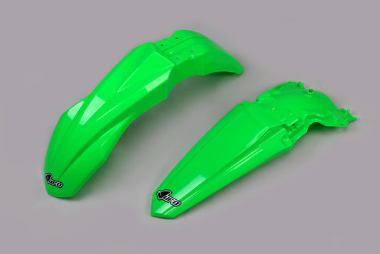 Ufo plast spatbordset mudguard set ufo kawasaki green