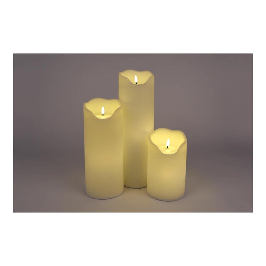 Kaarsenset led l s3 creme kunststof 12,5x12,5x20 30 40cm