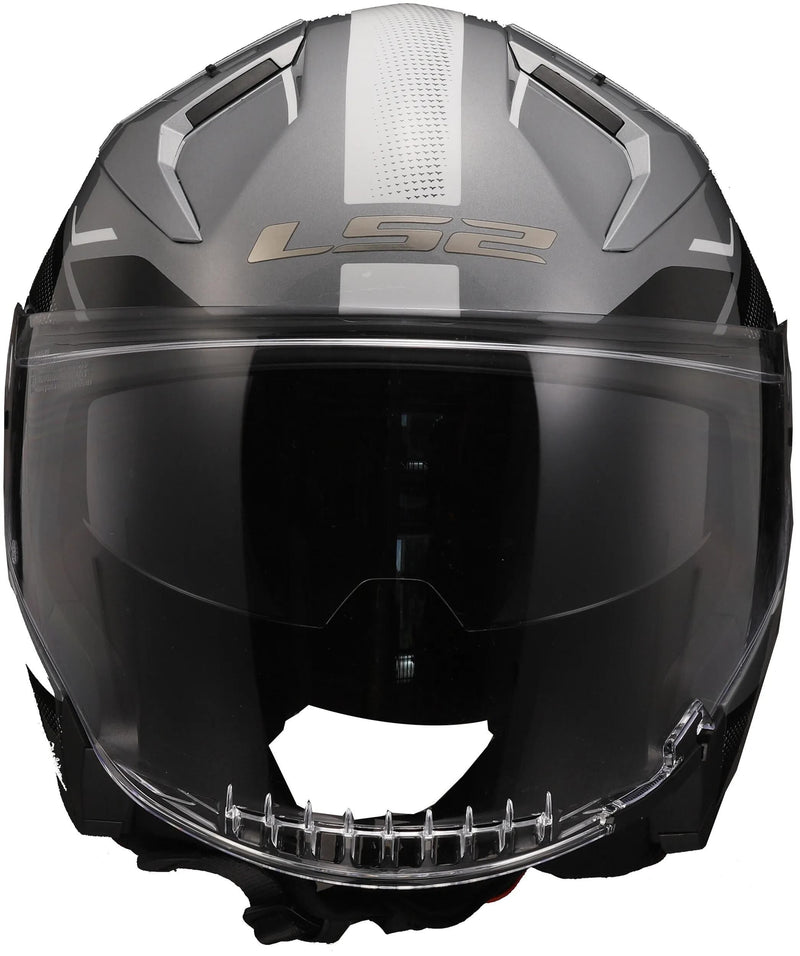 Afbeelding laden in galerijviewer, Ls2 jethelm of603 infinity ii veyron helmet infinity ii gray white gr. xs
