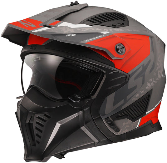 Ls2 modulaire helm of606 drifter devor helmet of606 drtifer devor m sil. titan. red