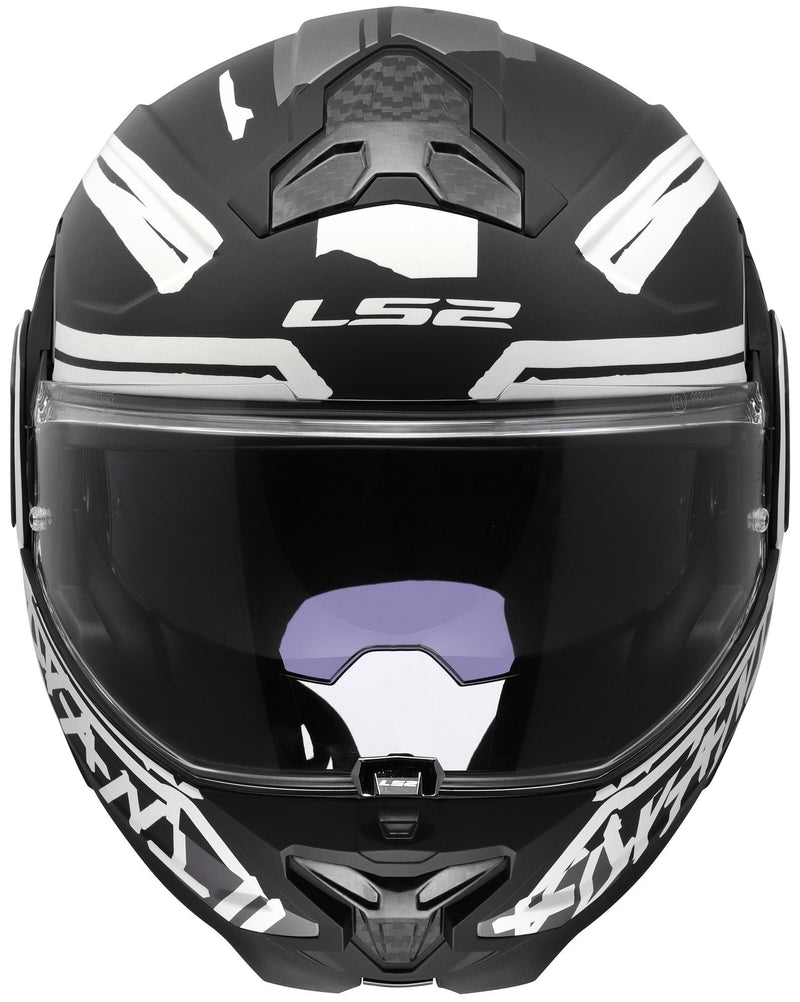 Afbeelding laden in galerijviewer, Ls2 opklaphelm ff910 advant ii tape . helmet ff910 advant ii tape m matt bl white
