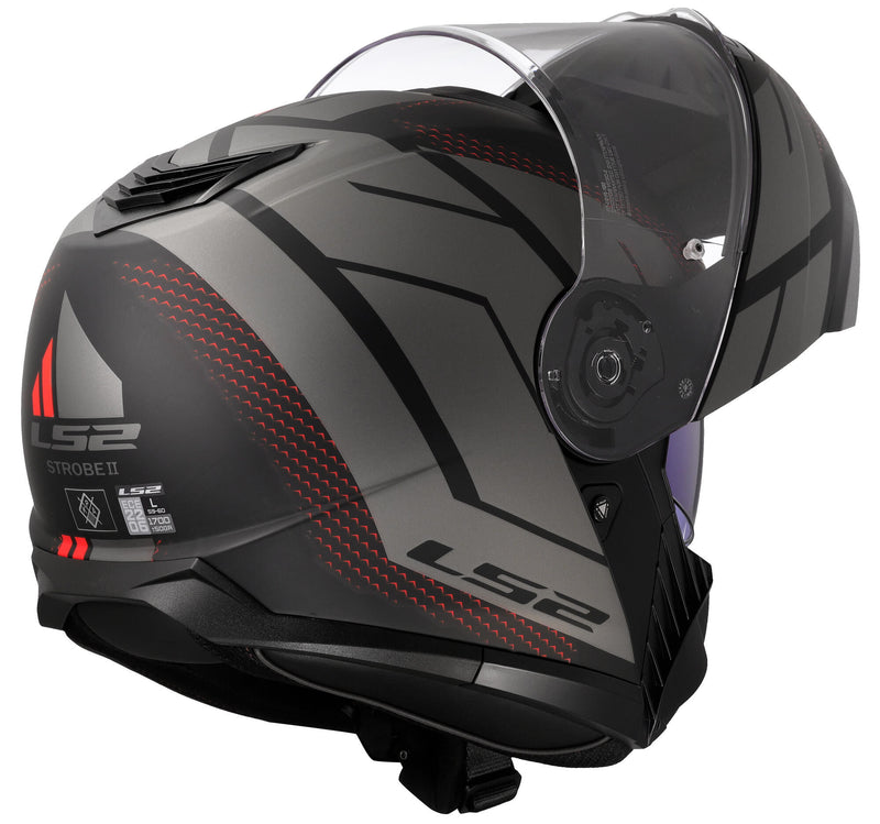 Load image into Gallery viewer, Ls2 opklaphelm ff908 strobe ii code helmet ff908 stro. ii code xl black grey matt
