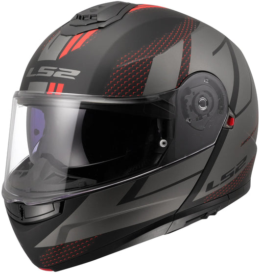 Ls2 klapphelm ff908 strobe ii code helmet strobe ii ff90 code black grey matt xxl