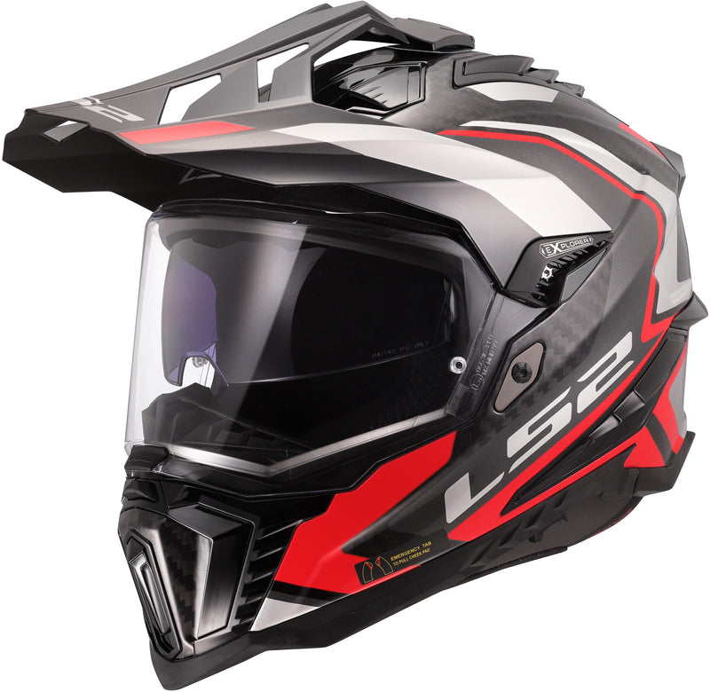 Load image into Gallery viewer, Ls2 endurohelm mx701 explorer carbon frontier ii helmet mx701 expl. car.fr.ii l red black
