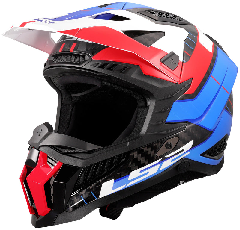 Load image into Gallery viewer, Ls2 crosshelm mx703 x-force galuo helmet x-force galuo white red blue gr. l
