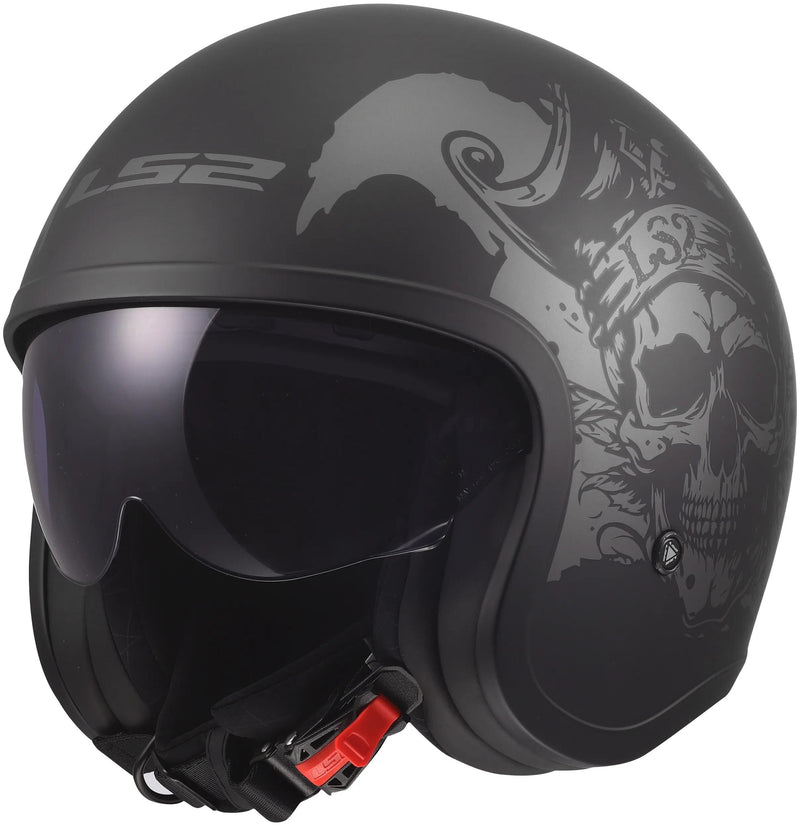 Afbeelding laden in galerijviewer, Ls2 jethelm of599 spitfire ii willy helmet of599 spitfire ii willy black grey xl
