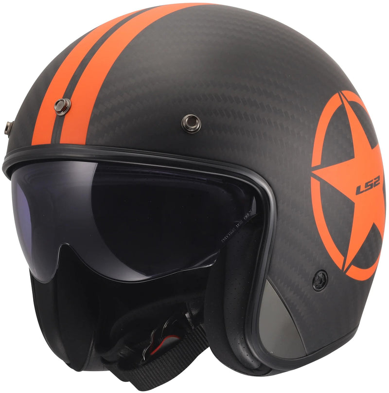 Load image into Gallery viewer, Ls2 jethelm of601 bob ii carbon star helmet of601 bob ii carbon star orange gr. m
