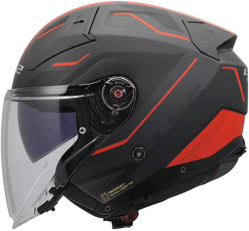 Load image into Gallery viewer, Ls2 jethelm of603 infinity ii veyron helmet of603 infinity ii veyron black gr red xl
