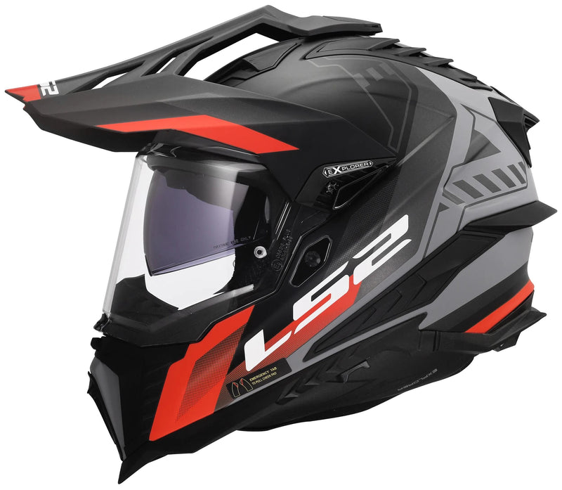 Load image into Gallery viewer, Ls2 endurohelm mx701 explorer hexa helmet mx701 explorer hexa matt black red grey
