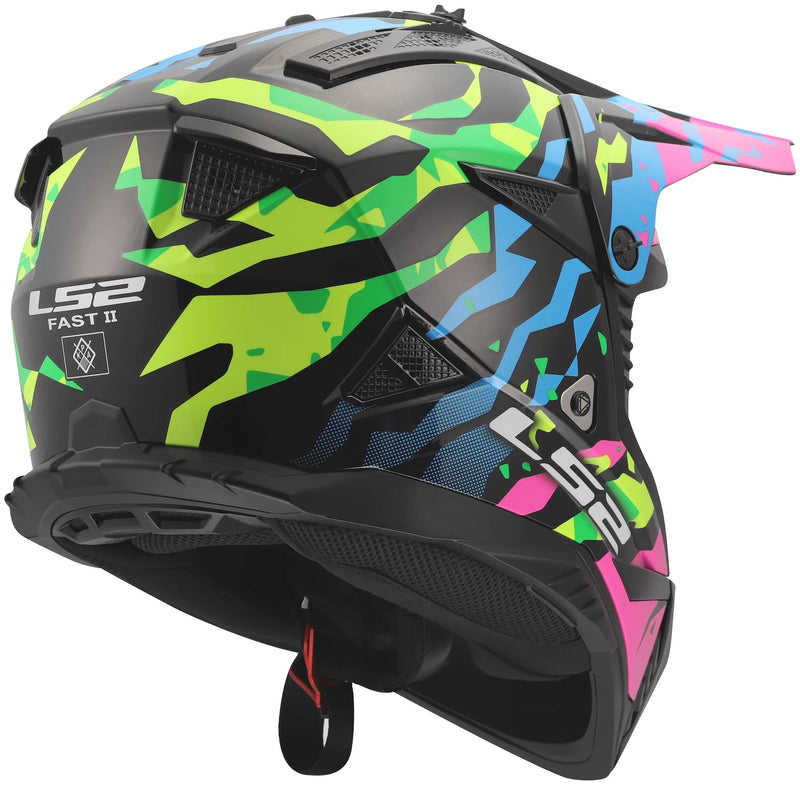 Load image into Gallery viewer, Ls2 crosshelm mx708 fast ii grotesk helmet mx708 fast ii grotesque bl pink green x
