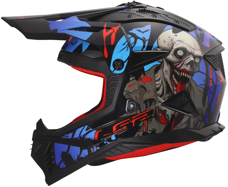 Afbeelding laden in galerijviewer, Ls2 crosshelm mx708 fast ii zombie helmet mx708 fast ii zombie black red blue gr.
