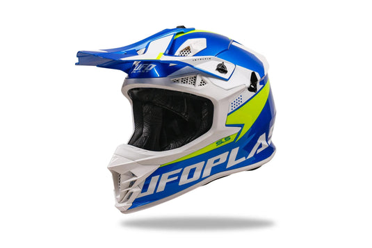 Ufo plast crosshelm intrepid helmet interpid s blue yellow