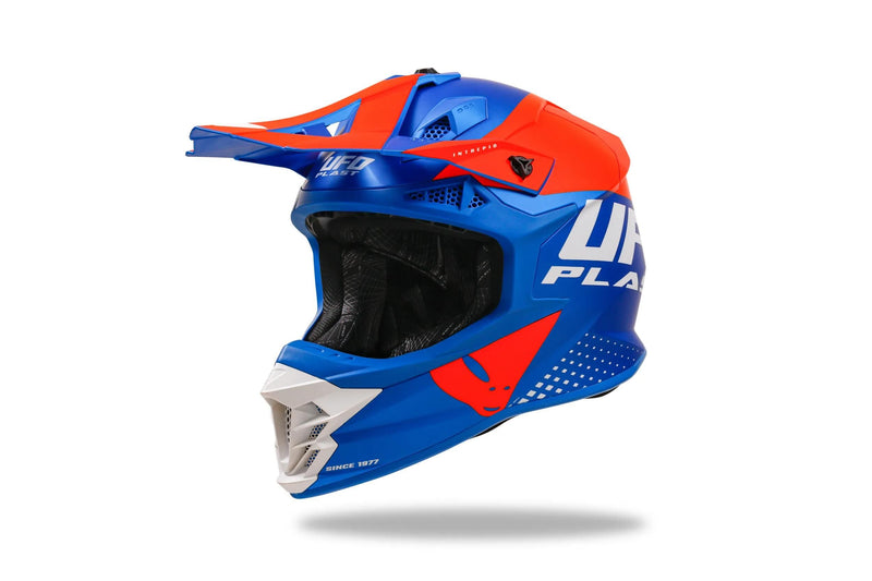 Load image into Gallery viewer, Ufo plast crosshelm intrepid helmet interpid xl blue orange
