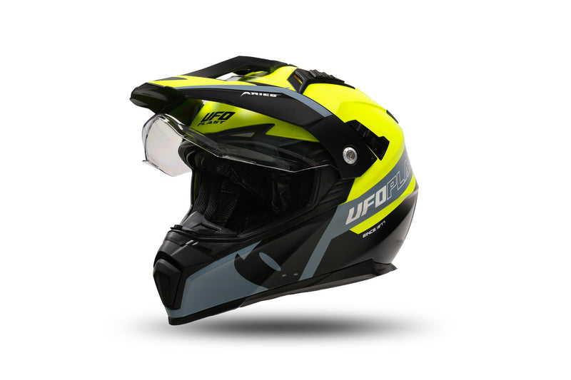 Load image into Gallery viewer, Ufo plast endurohelm ariëns helmet aries l yellow black
