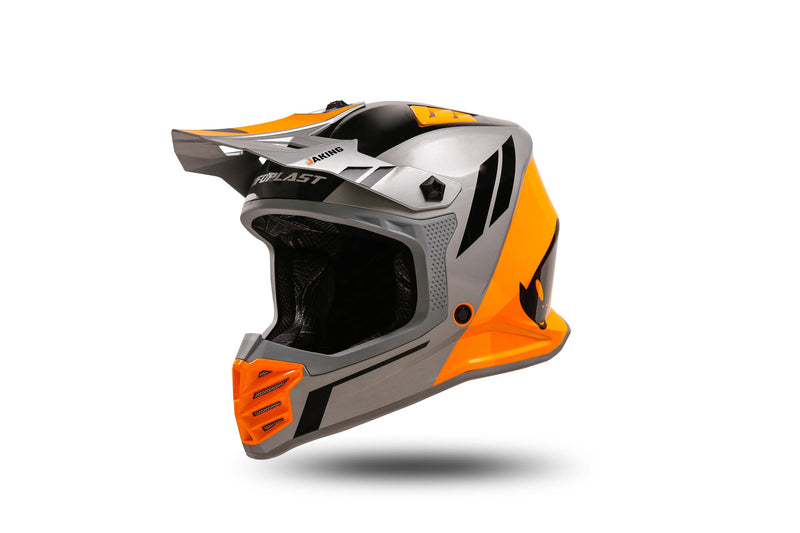 Load image into Gallery viewer, Ufo plast kinder crosshelm korey , uitneembaar helmet ufo plst korey s grey orange
