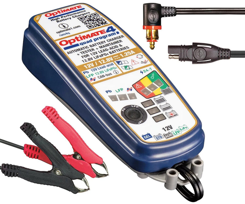 Load image into Gallery viewer, Tecmate batterieladegerät optimate4 quad program charger optomate 4 quad progr.12 volt
