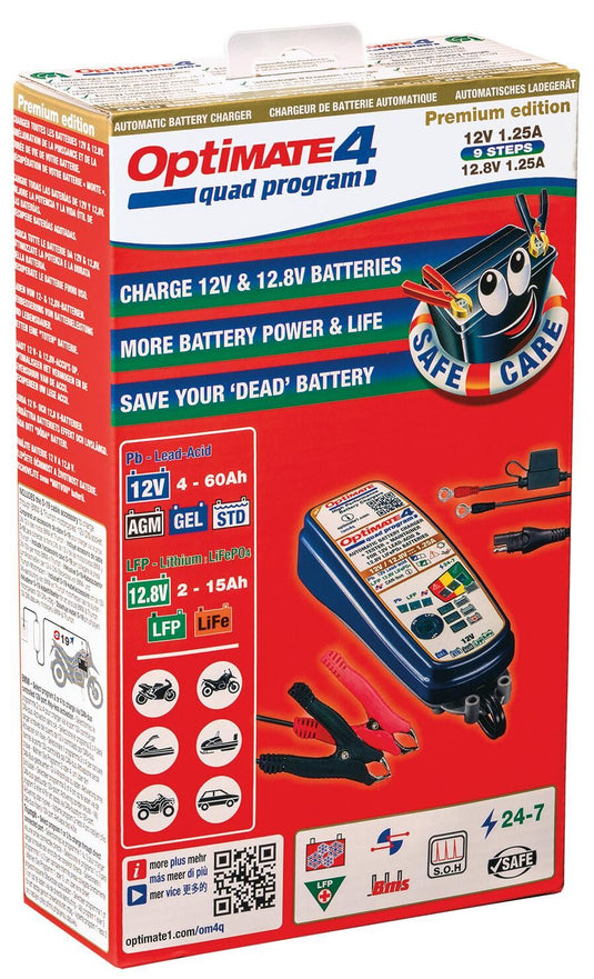 Tecmate acculader optimate4 quad program charger optomate 4 quad progr.12 volt