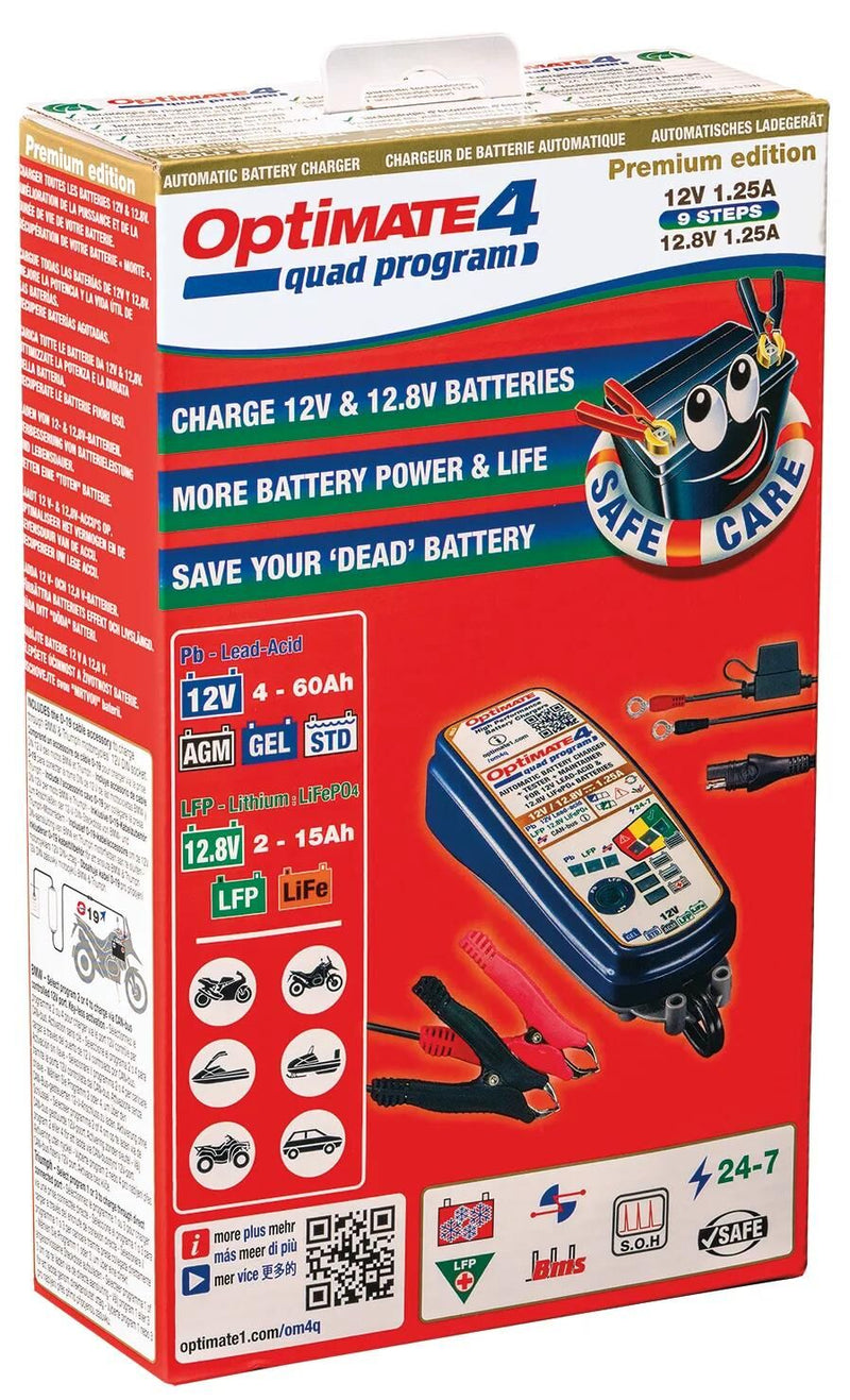 Load image into Gallery viewer, Tecmate batterieladegerät optimate4 quad program charger optomate 4 quad progr.12 volt
