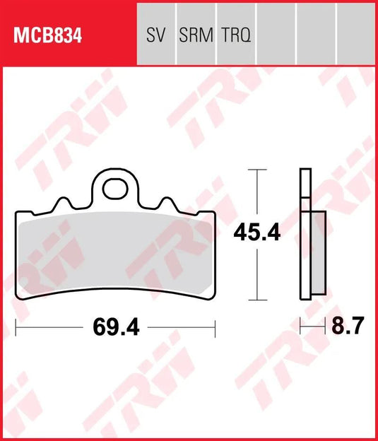 Trw bremsbelag mcb 834 brake pads organ. mcb 834