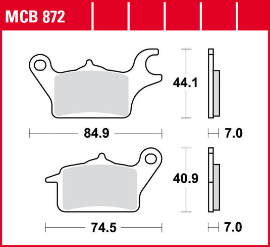Trw remblokken mcb 872 brake pad mcb 872 organic standard