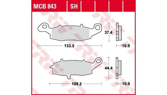 Trw bremsbelag mcb 843 brake pads organ. mcb 843
