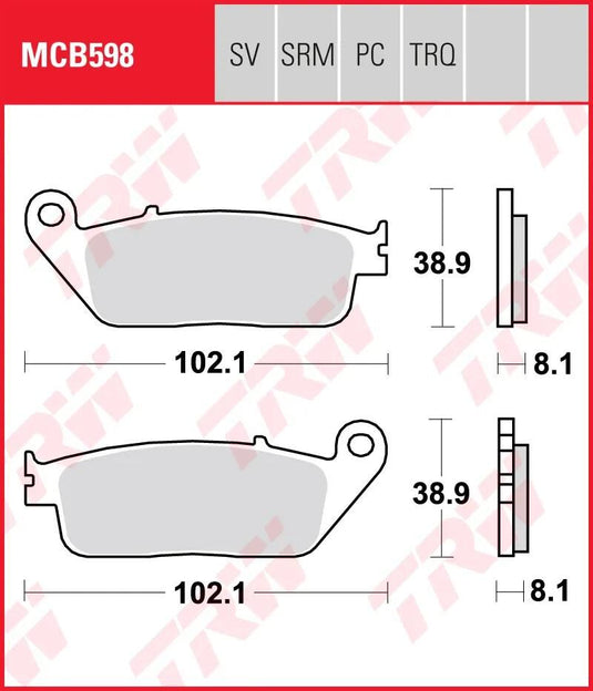 Trw bremsbelag mcb 598 brake pads org.perf. mcb 598