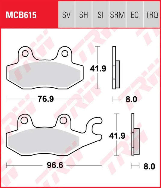Trw bremsbelag mcb 615 brake pads sinter mcb 615 sh