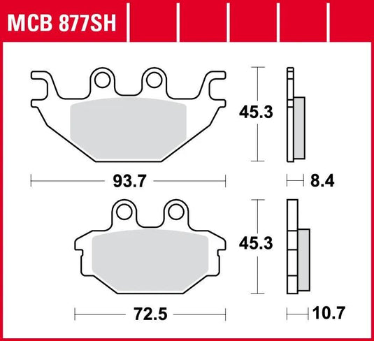 Trw remblokken mcb 877 brake pads sinter mcb 877sh