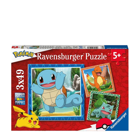 Ravensburger puzzel pokémon - legpuzzel - drie puzzels - 49 stukjes - kinderpuzzel