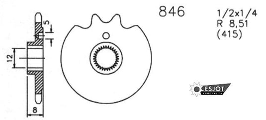 Esjot aandrijfrondsel 0846 sprocket 415 14z standard