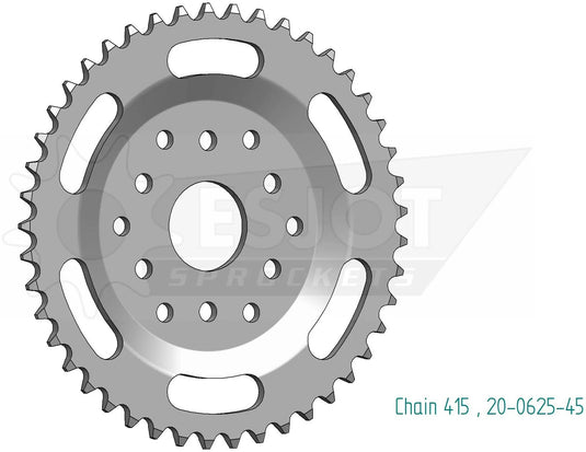 Esjot kettenrad 0625 chain wheel 415 45z steel silver