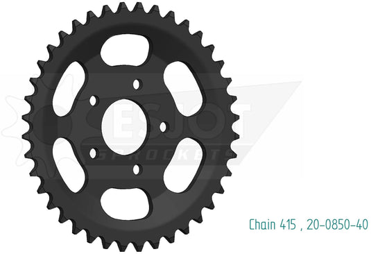 Esjot achtertandwiel 0850 chain wheel 415 45z steel black