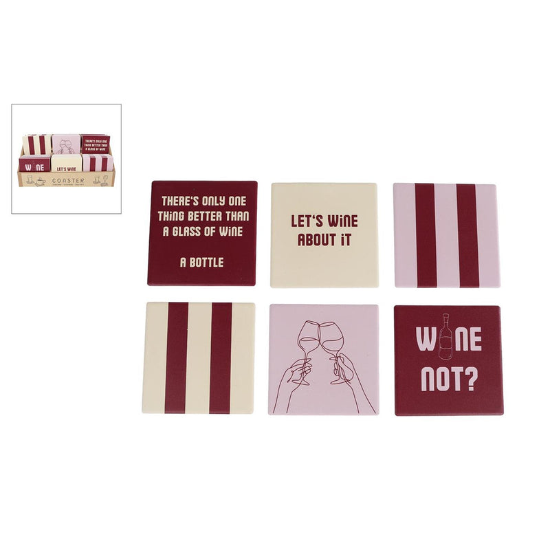 Load image into Gallery viewer, Onderzetter wine aardewerk 10x10cm 6 assorti
