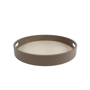 Dienblad bjarne rond off-white taupe hout 30x30x4cm