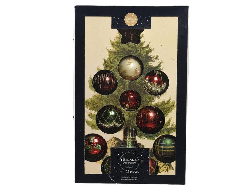 Afbeelding laden in galerijviewer, Decoris luxe kerstballen mix glas assorti kerst kleuren
