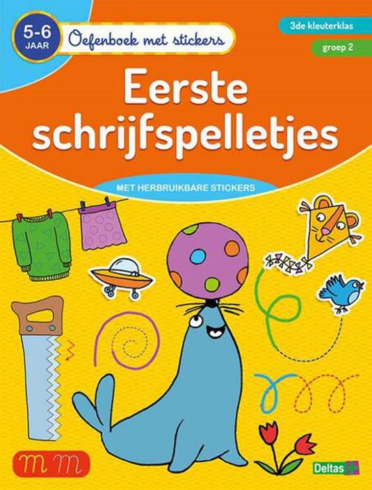 Deltas oefenboek met stickers-eerste schrijf