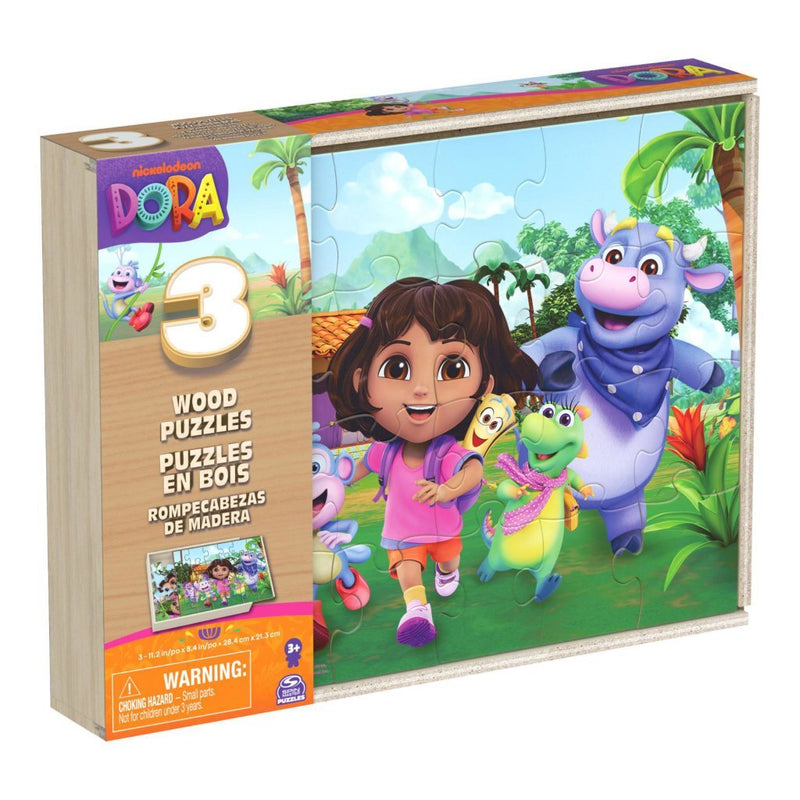 Load image into Gallery viewer, Dora 3in1 houten puzzel 3x24 stukjes
