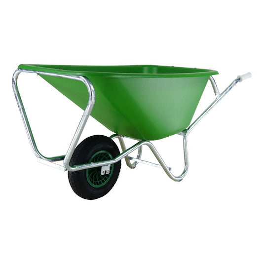 Fort producten kruiwagen f s 165l groen hdpe bak verzinkt onderstel