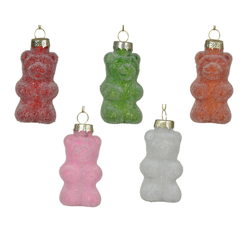 Afbeelding laden in galerijviewer, Decoris kersthanger in vorm van een gummybeer glas dia4x8cm 5-delig
