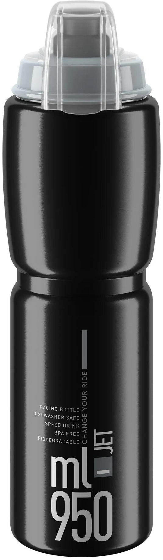 Elite trinkflasche jet plus bottle jet plus 950ml black grey with cap