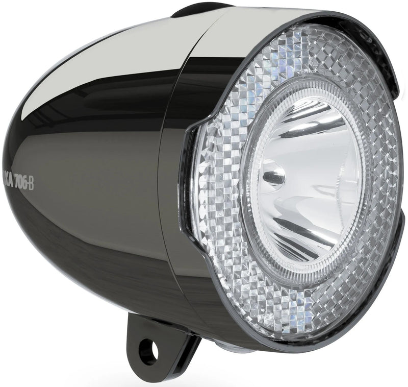 Load image into Gallery viewer, koplamp 706-B Retro 15 lux led batterij chroomzwart
