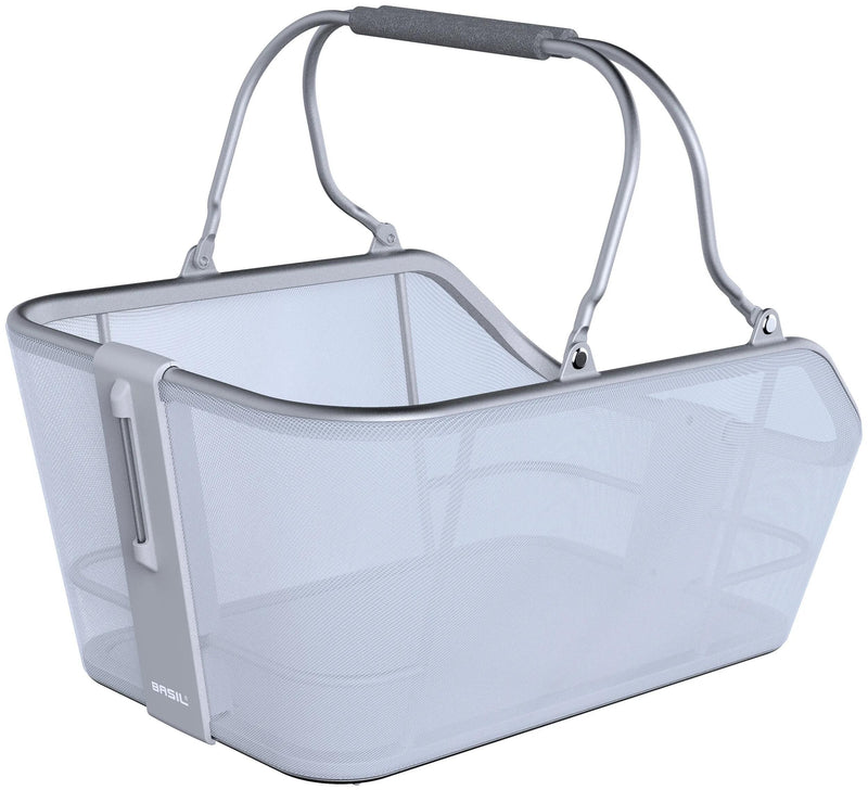 Load image into Gallery viewer, Basil fietsmand cento tech fiber nordlicht mik 21 liter 39 x 24 x 15 cm blauw zilver
