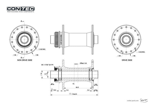 Contec voornaaf core ct front hub core cl 110mm 15mm