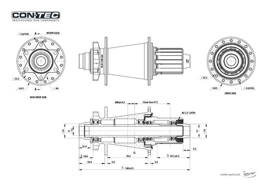 Contec achternaaf m.core cl ct cassette-hr-hub m.co re cl 32l.148mm boost hg