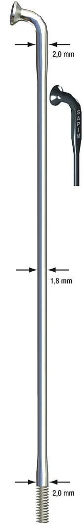 Sapim spaak race spoke race sst 2x1,8x304mm db sil.