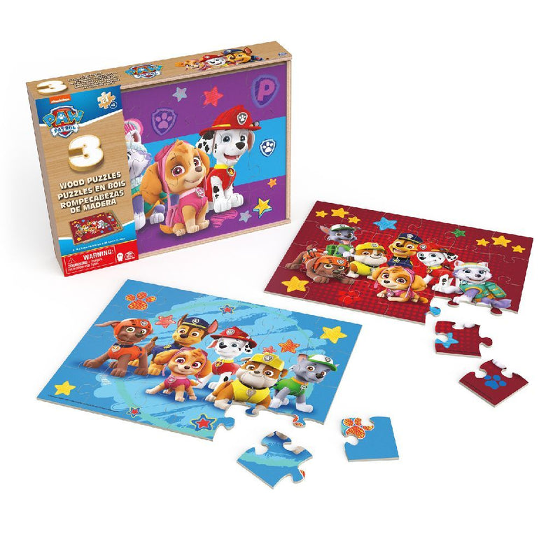 Load image into Gallery viewer, Paw patrol 3in1 houten puzzel in doosje 3x24 stukjes
