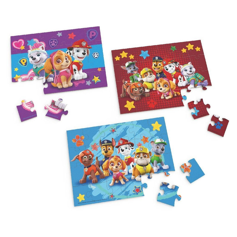 Load image into Gallery viewer, Paw patrol 3in1 houten puzzel in doosje 3x24 stukjes

