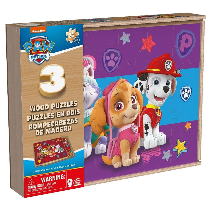 Load image into Gallery viewer, Paw patrol 3in1 houten puzzel in doosje 3x24 stukjes
