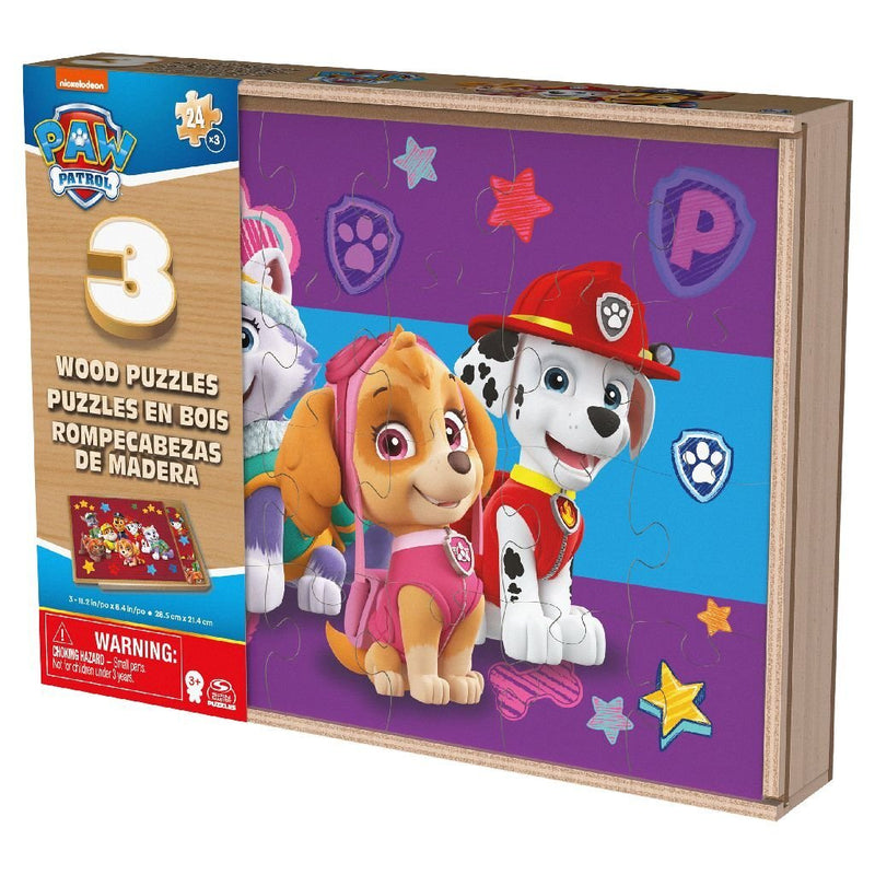 Load image into Gallery viewer, Paw patrol 3in1 houten puzzel in doosje 3x24 stukjes
